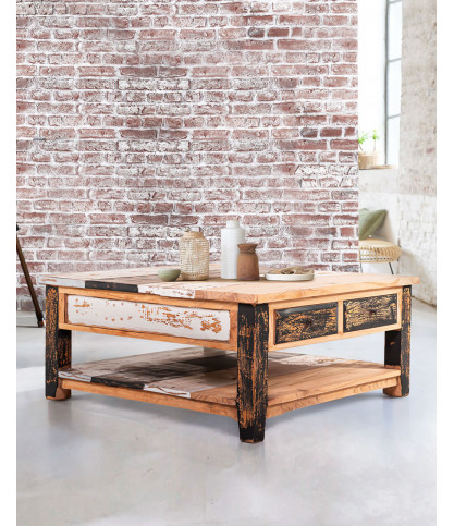 Esha - Table basse carrée en teck massif