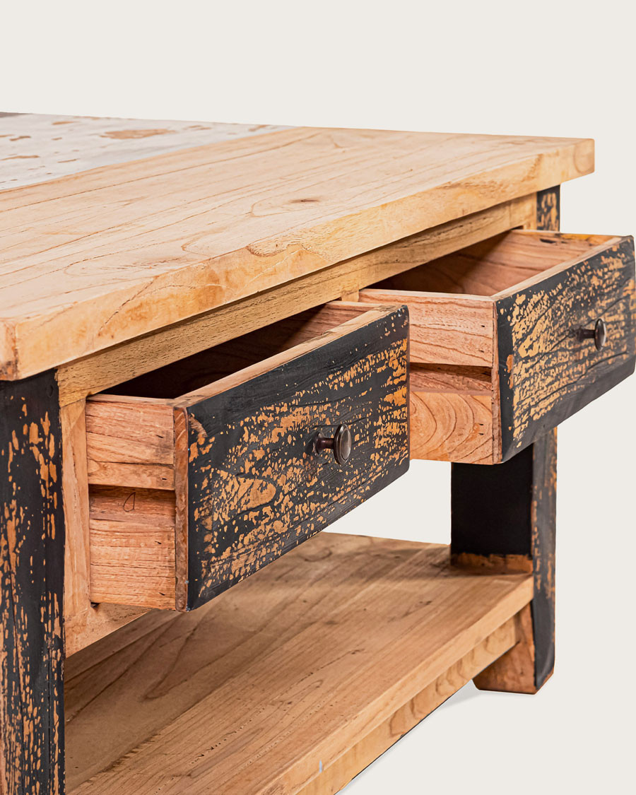 Esha - Table basse carrée en teck massif