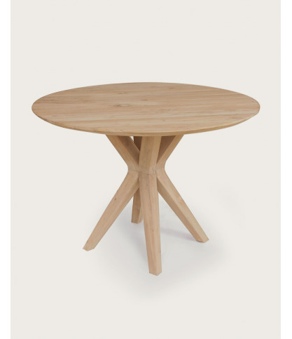 Amelia - Table repas ronde en teck massif D110 cm 4/6 pers.