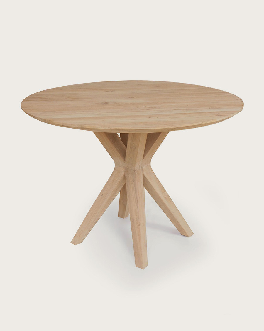 Amelia - Table repas ronde en teck massif D110 cm 4/6 pers.