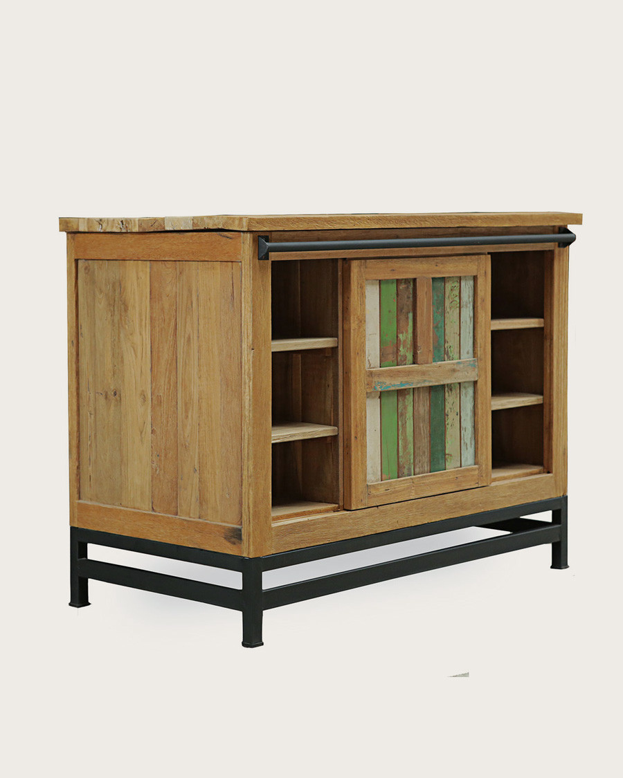 Sumatra - Meuble sous vasque en teck de bateau recyclé