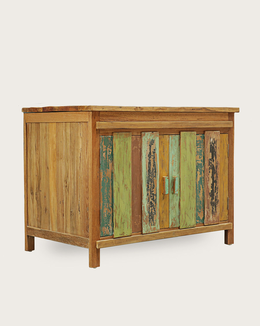 Antik - Meuble sous vasque en teck de bateau recyclé