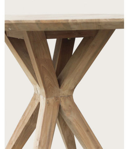Amelia - Table repas ronde en teck massif D110 cm 4/6 pers.