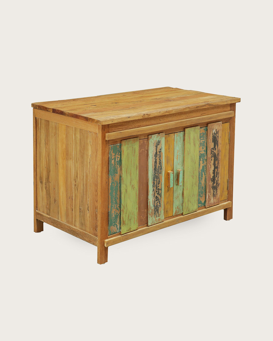 Antik - Meuble sous vasque en teck de bateau recyclé