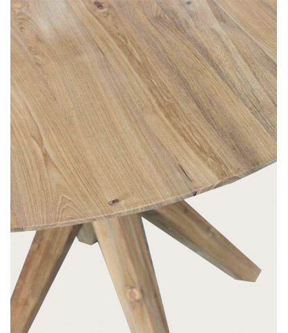 Amelia - Table repas ronde en teck massif D110 cm 4/6 pers.