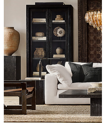 Cloud - Canapé d'angle modulable en lin blanc