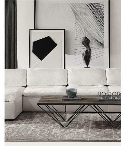 Cloud - Canapé d'angle modulable en lin blanc