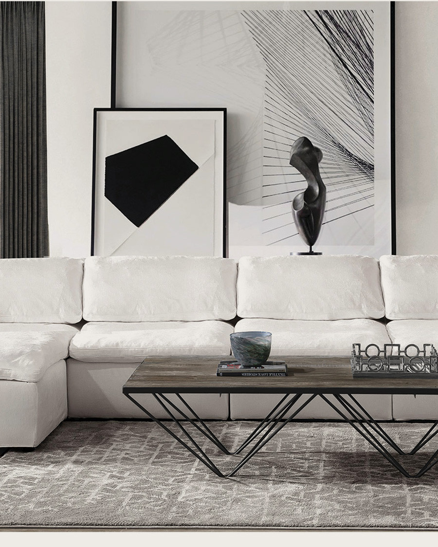 Cloud - Canapé d'angle modulable en lin blanc