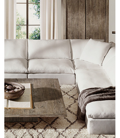 Cloud - Canapé d'angle modulable en lin blanc