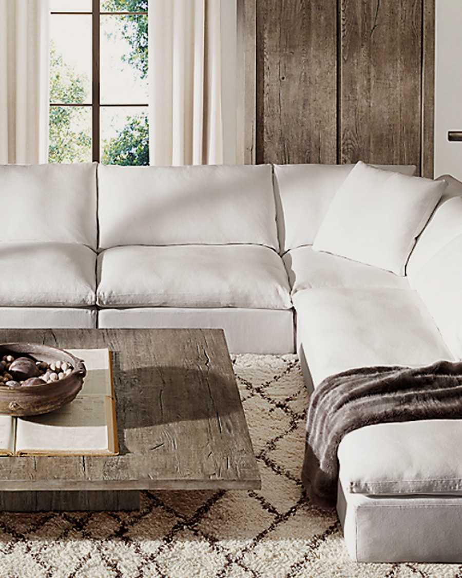 Cloud - Canapé d'angle modulable en lin blanc