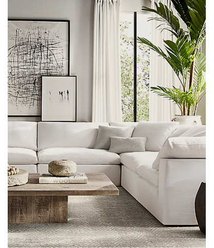 Cloud - Canapé d'angle modulable en lin blanc