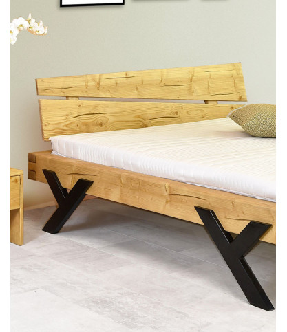 Budapest - Lit poutre en bois massif d'épicéa et pieds métal