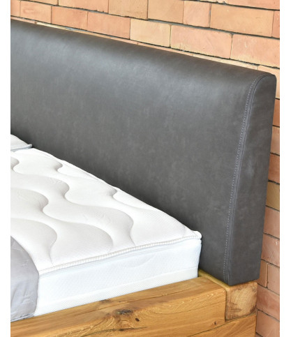 Bakara - Lit poutre en bois massif d'épicéa et métal noir