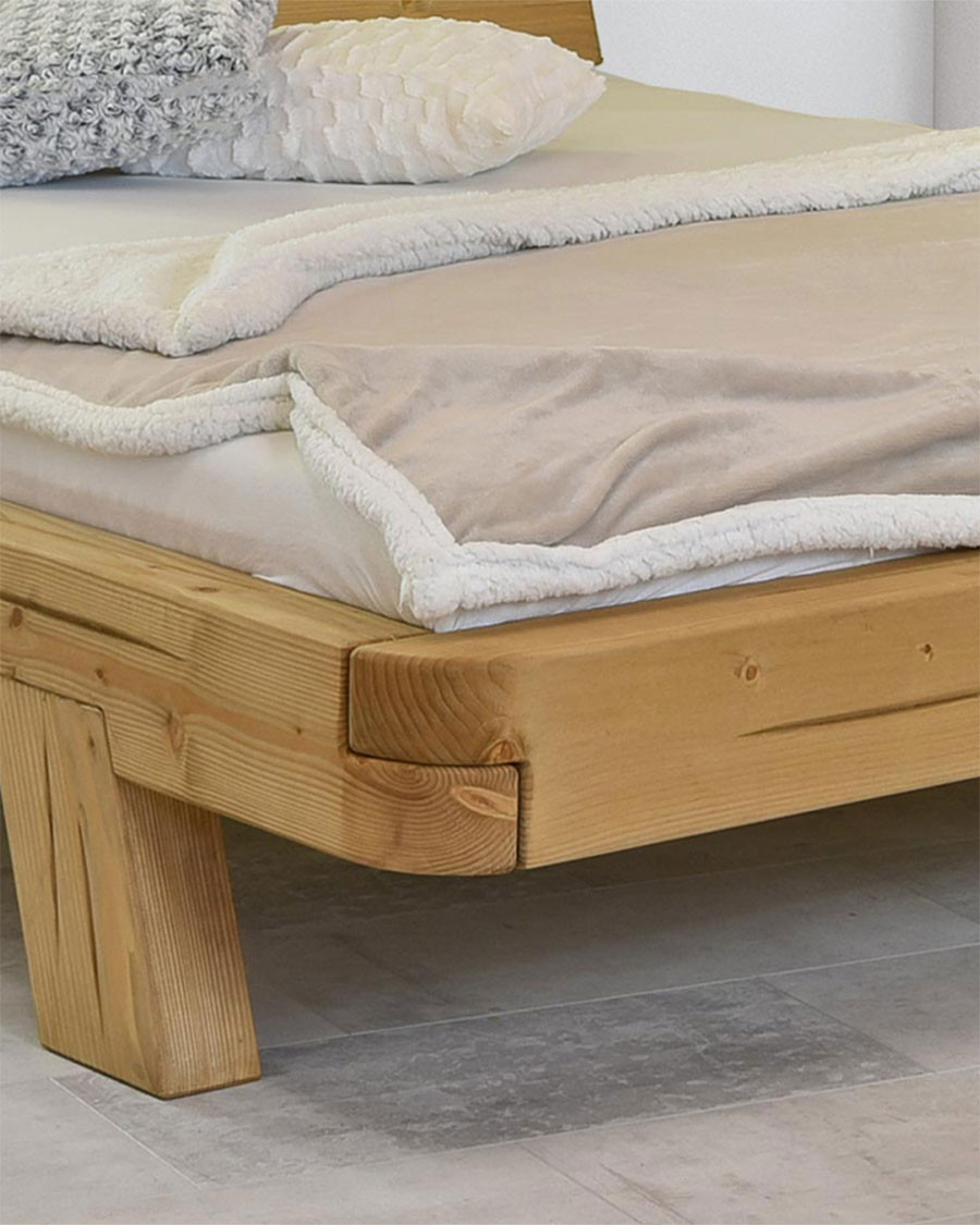 Nalia - Lit poutre en bois massif d'épicéa