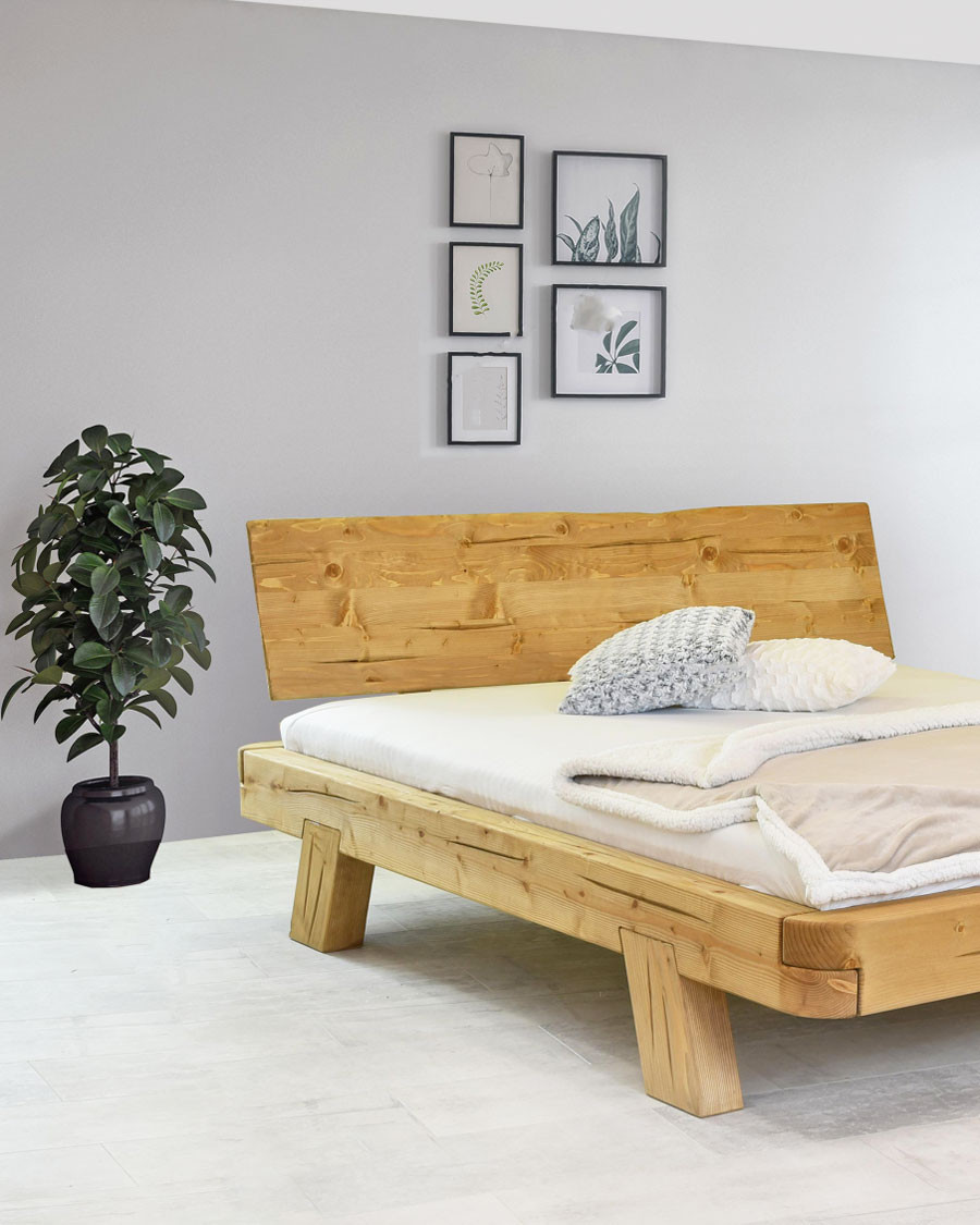 Nalia - Lit poutre en bois massif d'épicéa