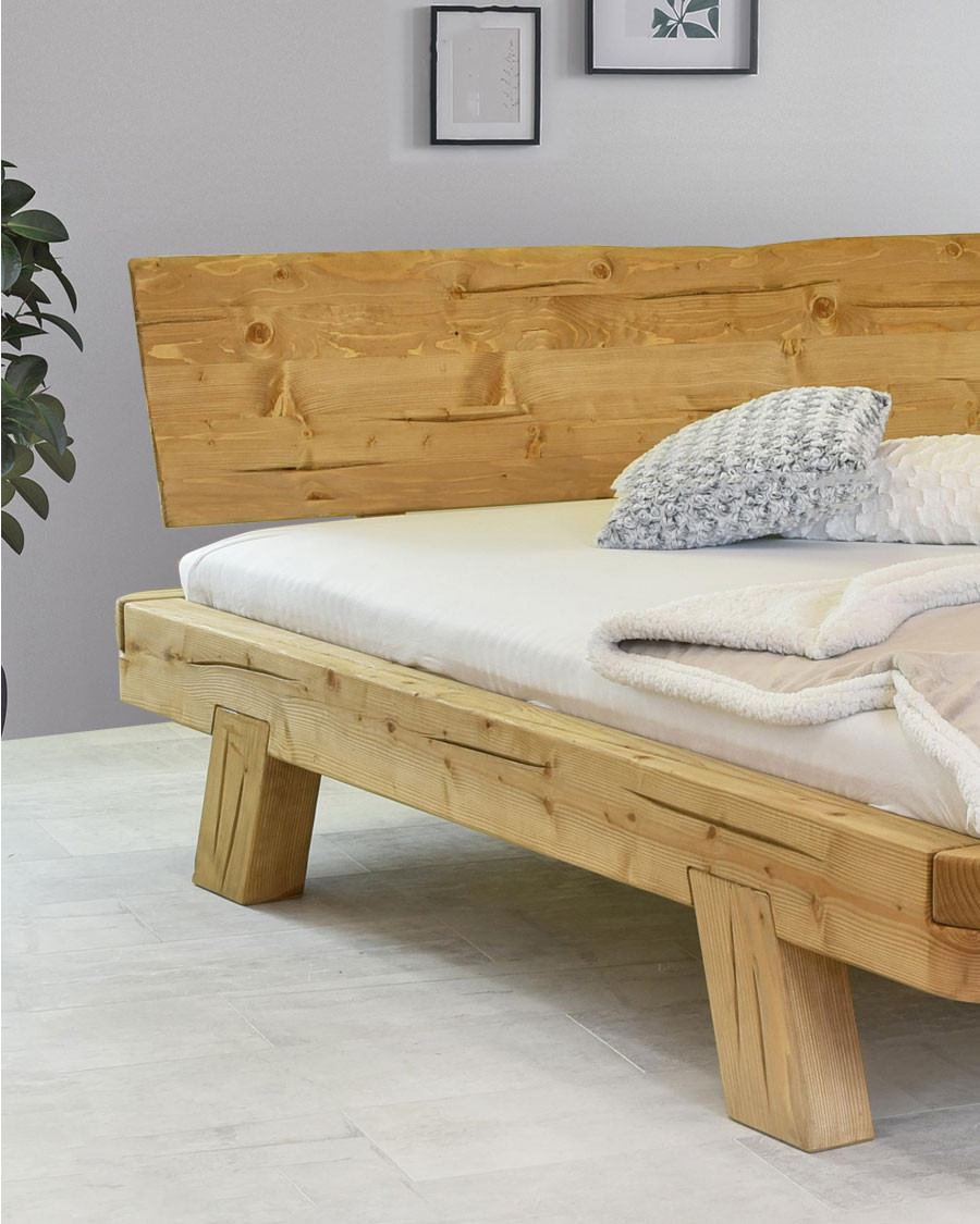 Nalia - Lit poutre en bois massif d'épicéa