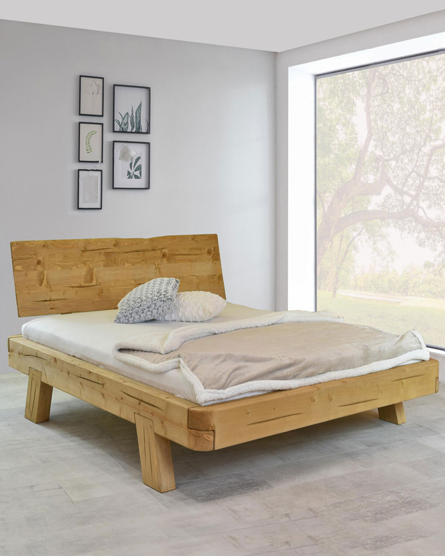 Nalia - Lit poutre en bois massif d'épicéa