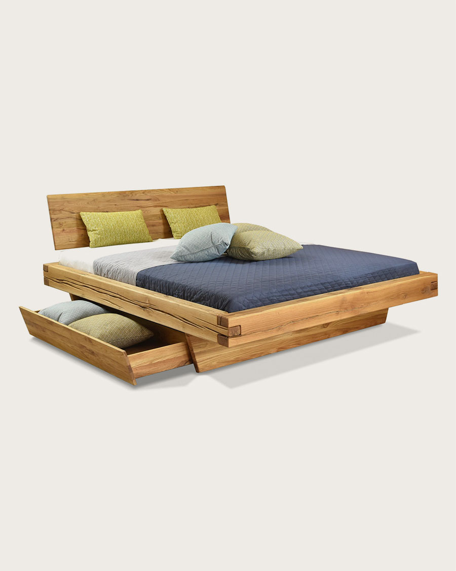 Nash - Lit en pin massif avec tiroir