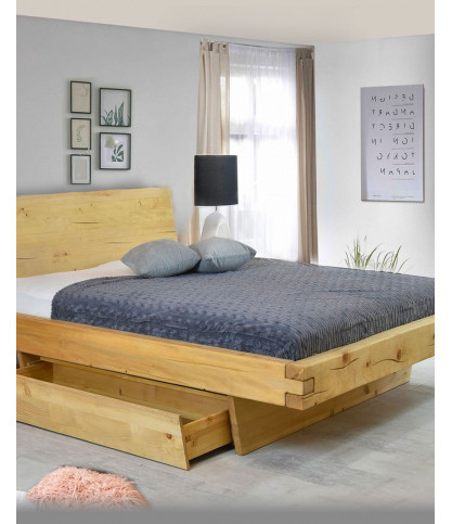 Nash - Lit en pin massif avec tiroir