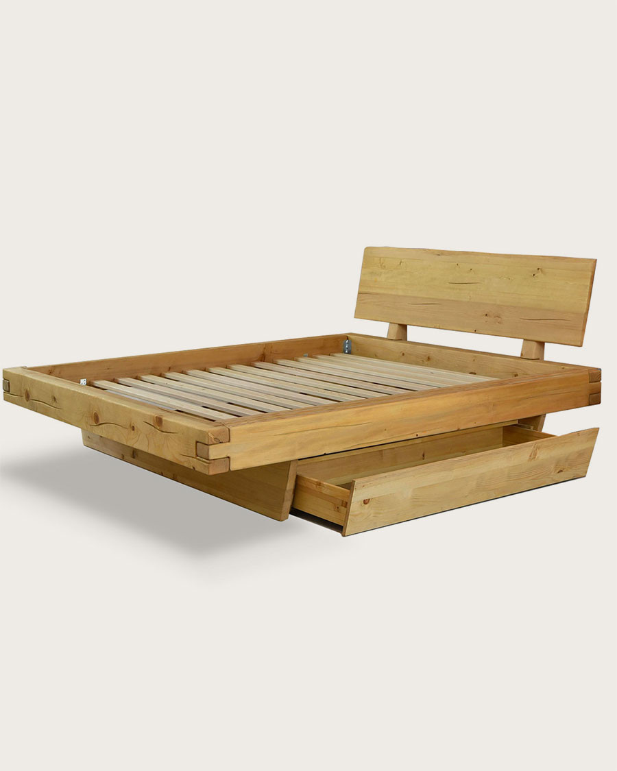 Nash - Lit en pin massif avec tiroir