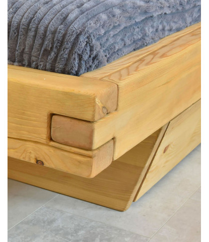 Nash - Lit en pin massif avec tiroir