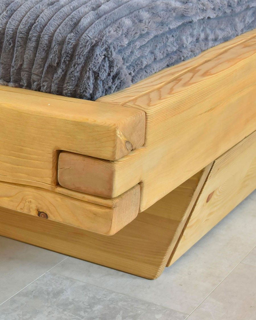 Nash - Lit en pin massif avec tiroir
