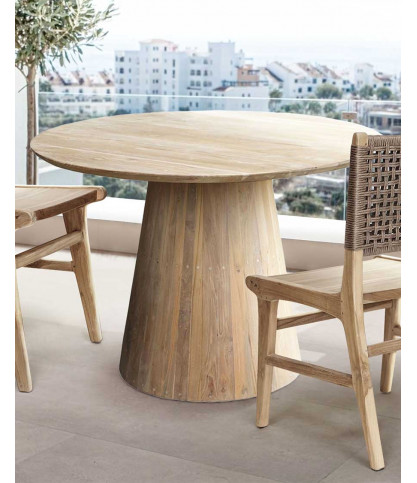 Honolulu - Table repas ronde en teck massif D110 cm 4/6 pers.