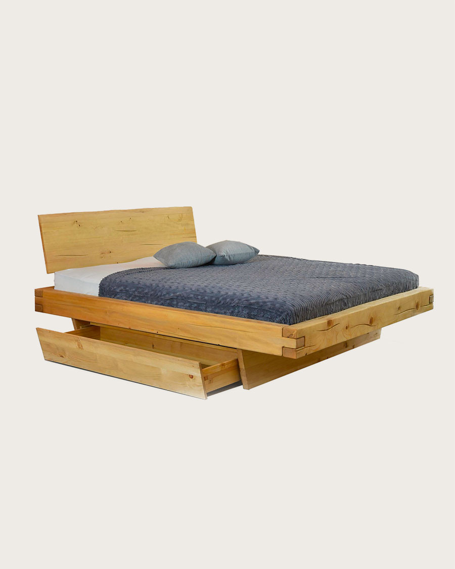 Nash - Lit en pin massif avec tiroir