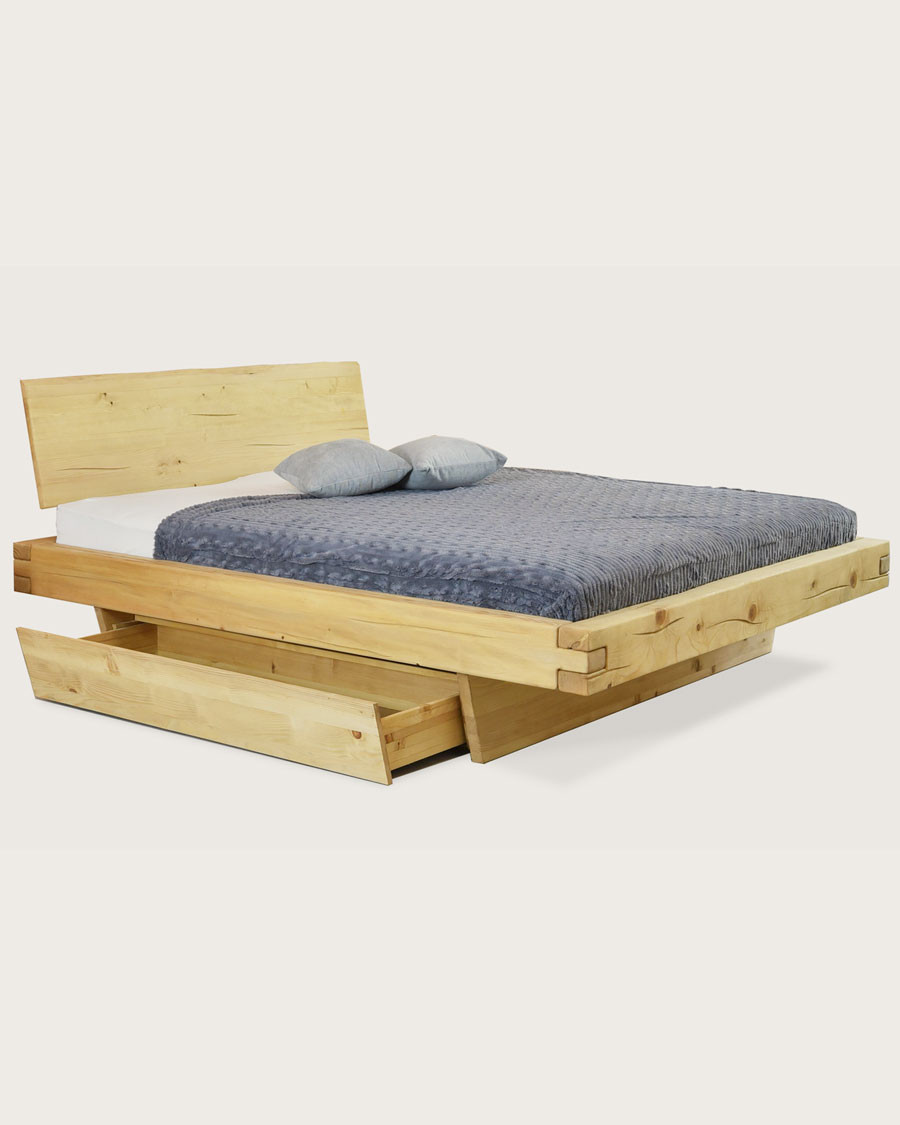 Nash - Lit en pin massif avec tiroir