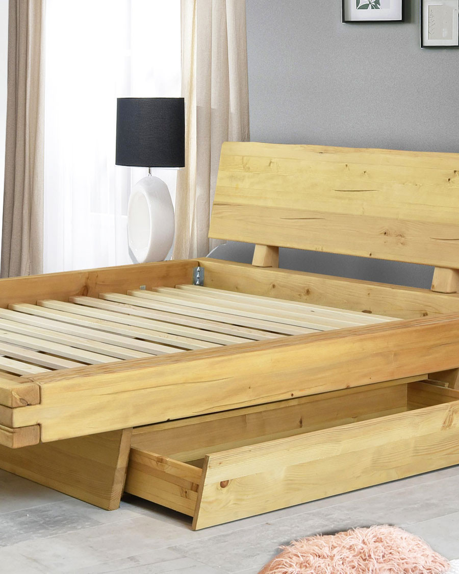 Nash - Lit en pin massif avec tiroir