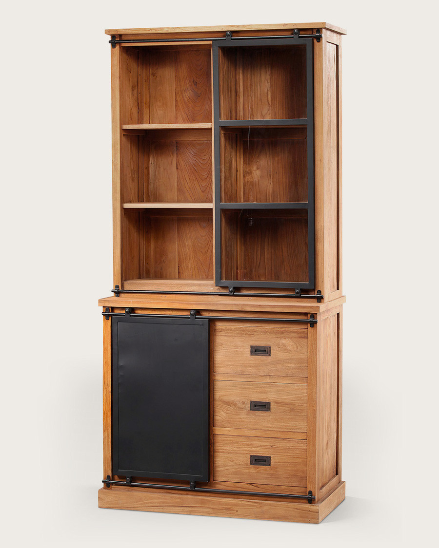 Industryal - Petite bibliothèque en teck massif et métal