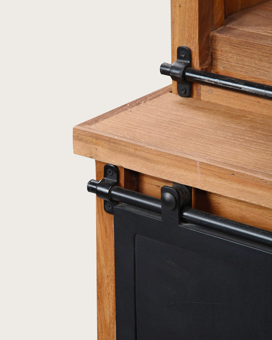 Industryal - Petite bibliothèque en teck massif et métal