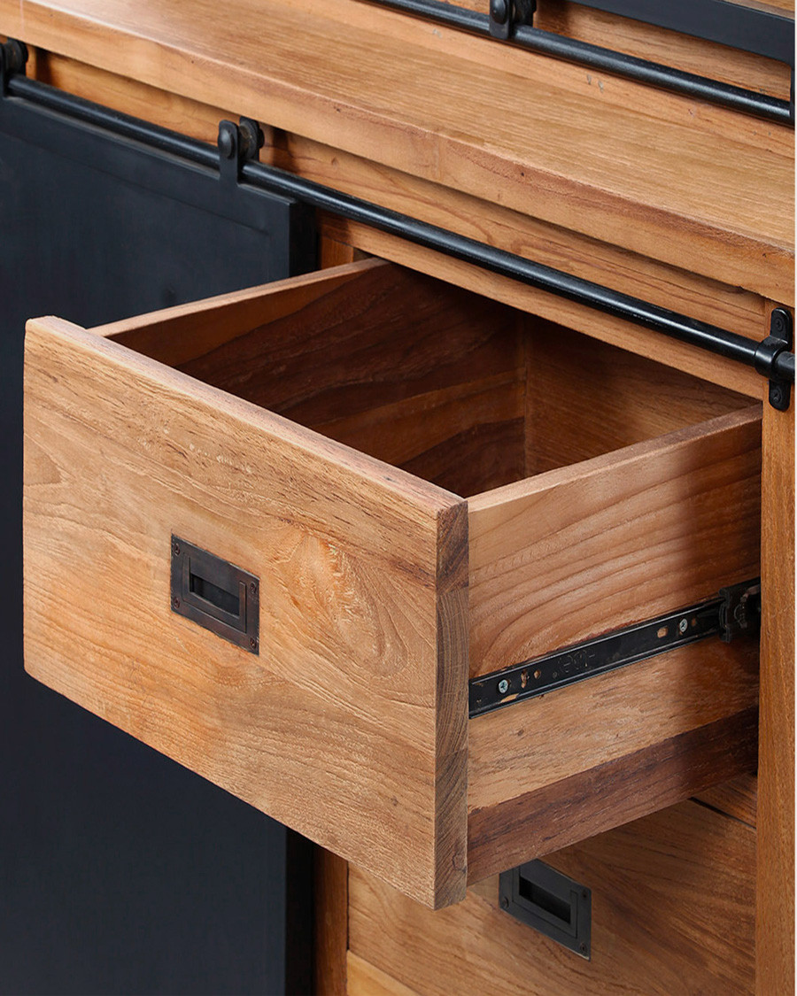 Industryal - Petite bibliothèque en teck massif et métal