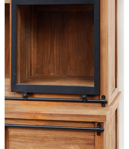 Industryal - Petite bibliothèque en teck massif et métal