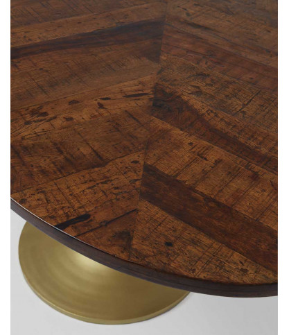 Leaf - Table repas ovale en manguier et métal doré L160 cm 8 pers.