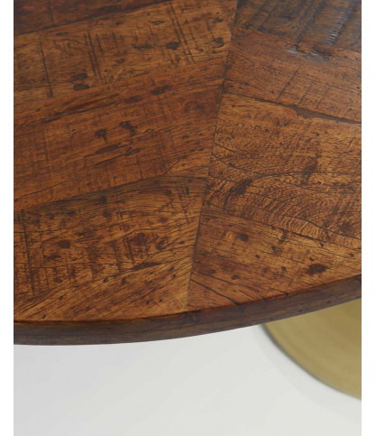 Leaf - Table repas ovale en manguier et métal doré L160 cm 8 pers.