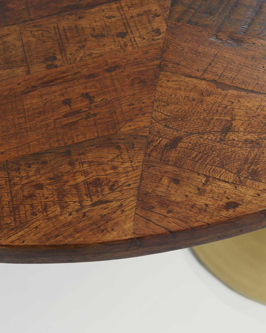 Leaf - Table repas ovale en manguier et métal doré L160 cm 8 pers.