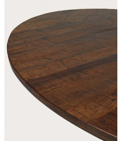 Leaf - Table repas ovale en manguier et métal doré L160 cm 8 pers.