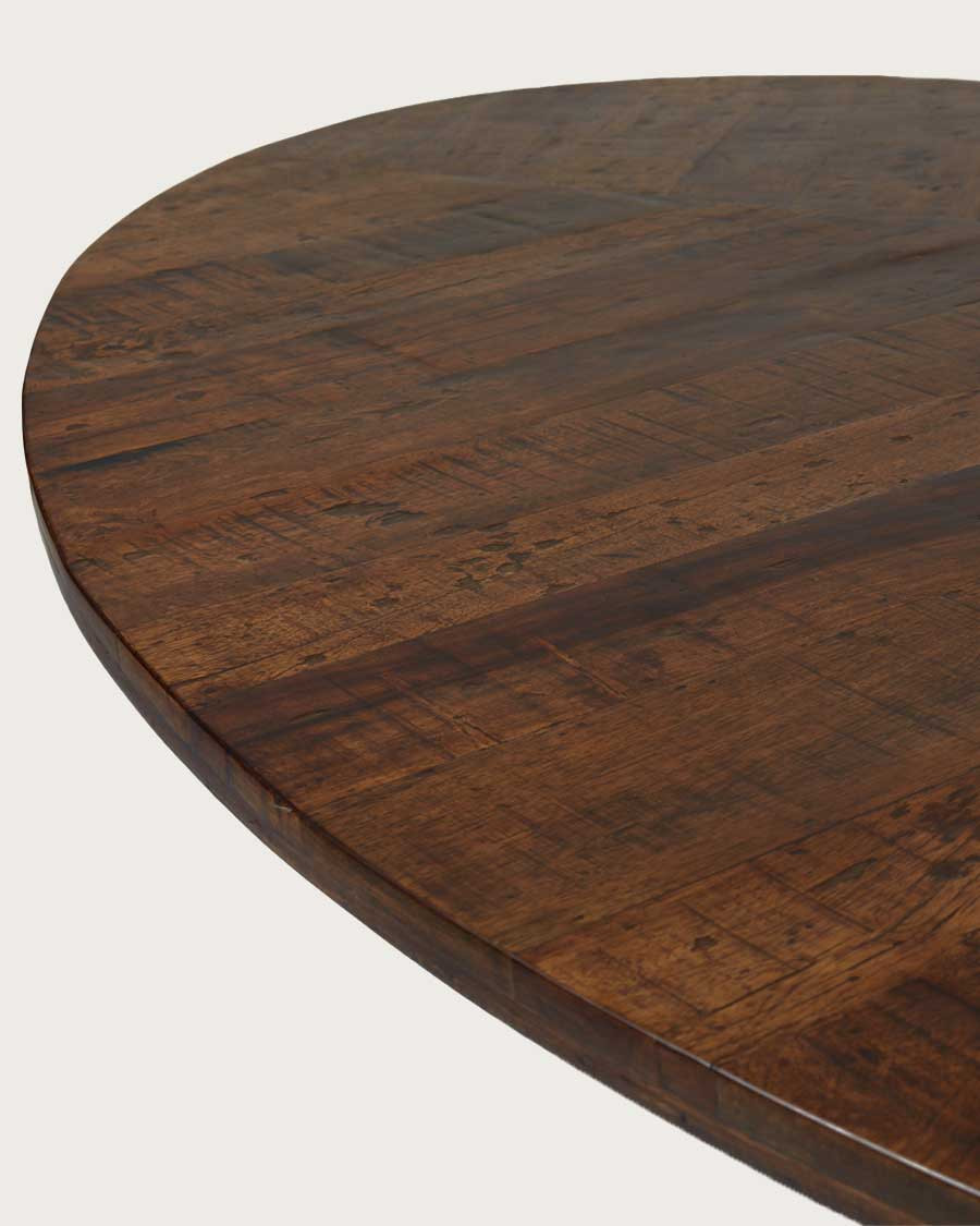 Leaf - Table repas ovale en manguier et métal doré L160 cm 8 pers.