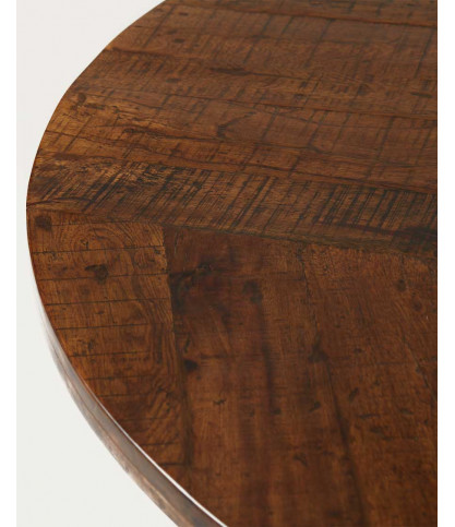 Prague - Table repas ronde en bois massif et pied tulipe doré D110 cm 6 pers