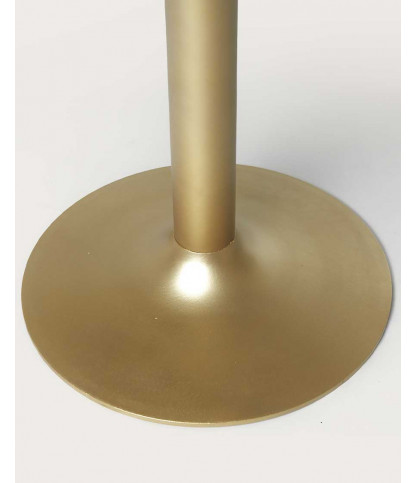 Prague - Table repas ronde en bois massif et pied tulipe doré D110 cm 6 pers