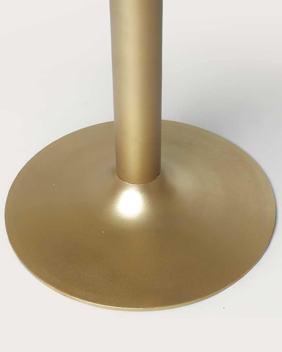 Prague - Table repas ronde en bois massif et pied tulipe doré D110 cm 6 pers