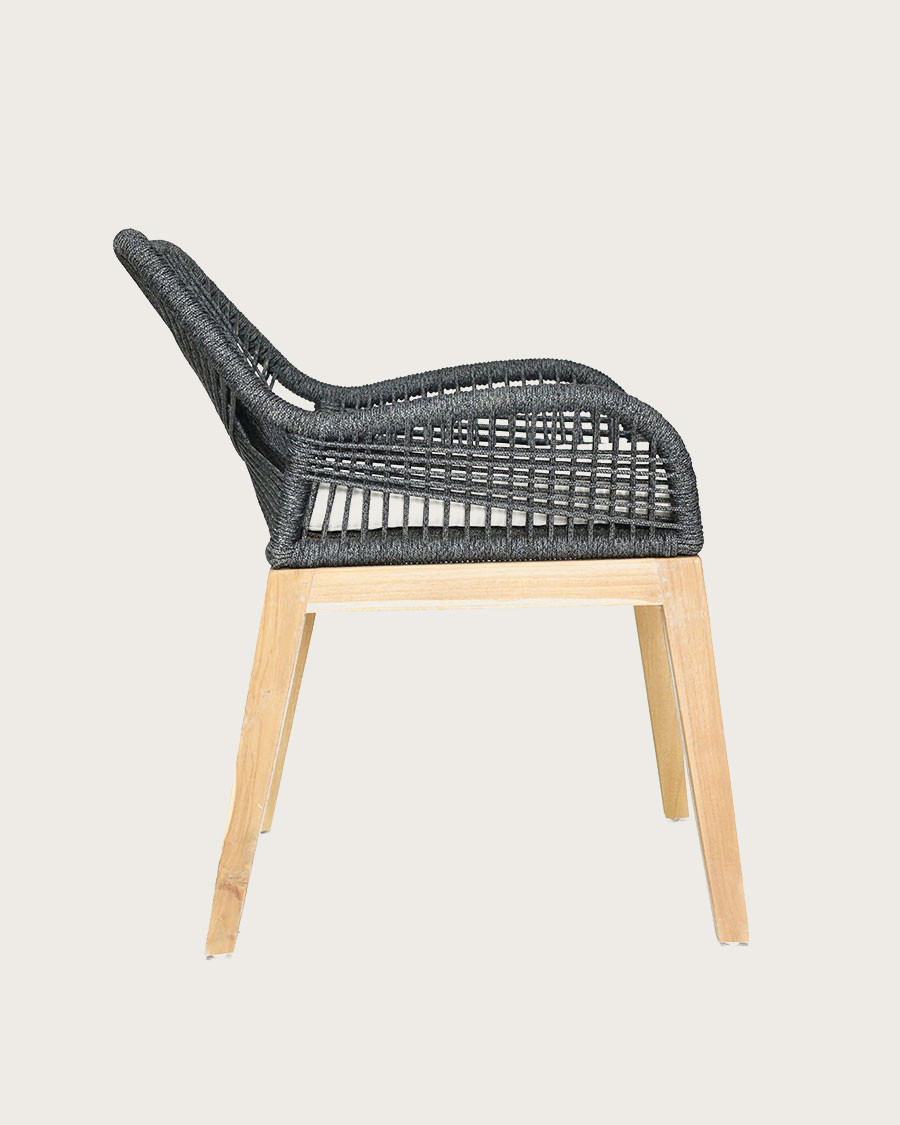 Santorini - Chaise en teck massif et cordage gris