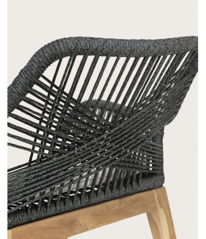 Santorini - Chaise en teck massif et cordage gris