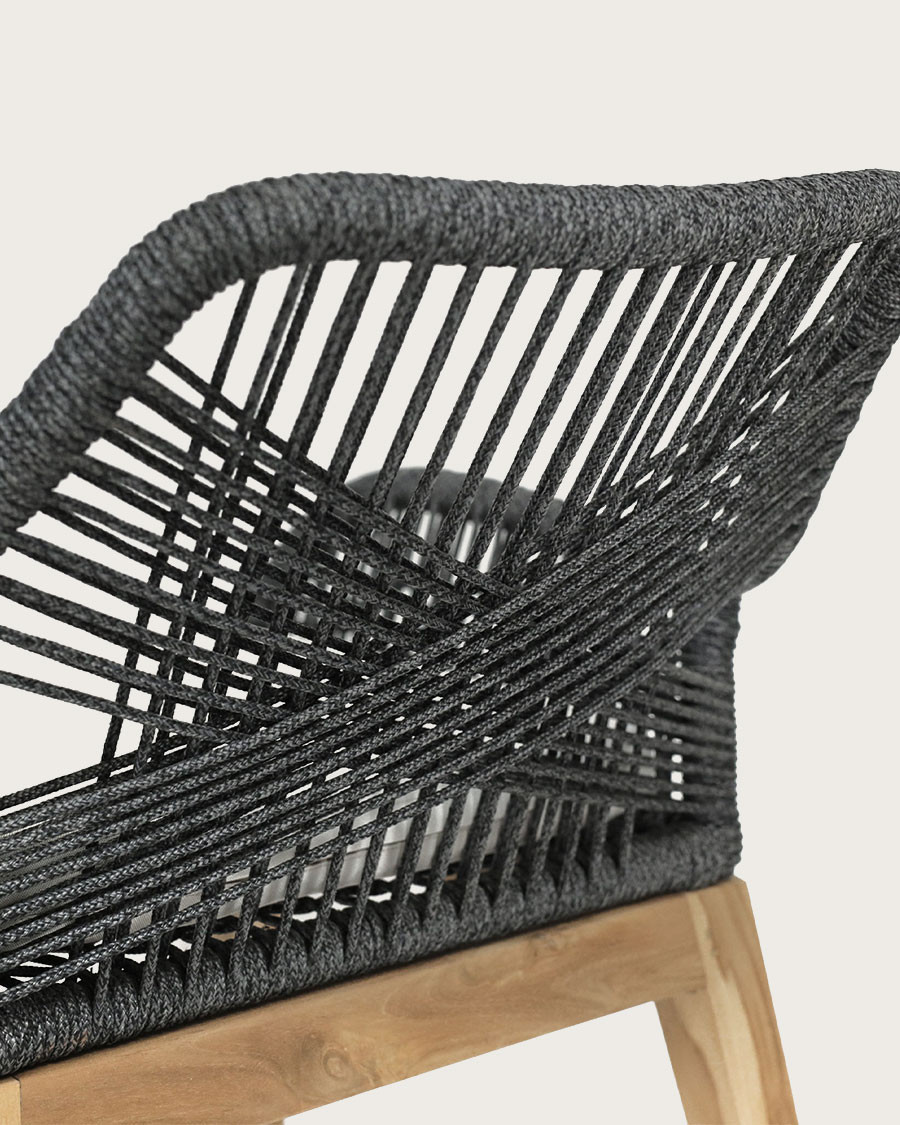 Santorini - Chaise en teck massif et cordage gris
