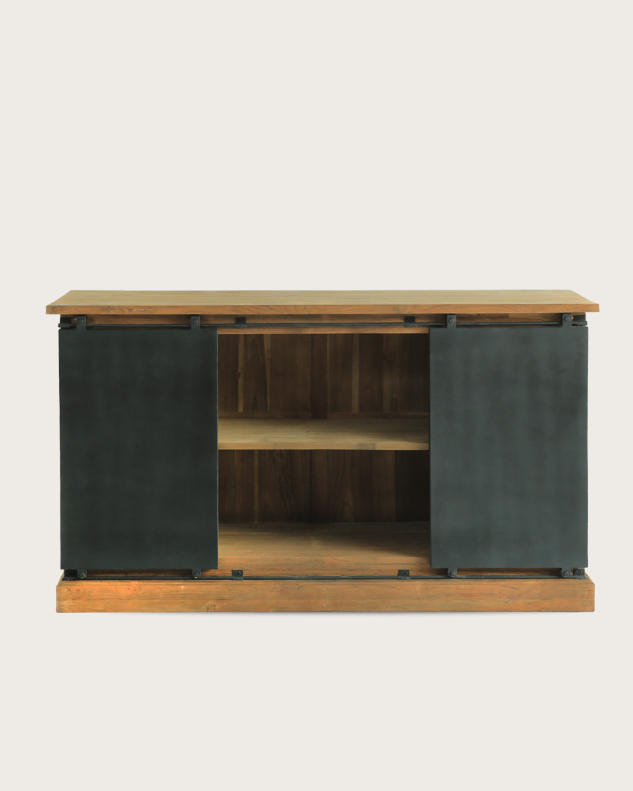 Industryal - Buffet industriel en teck massif et portes métal