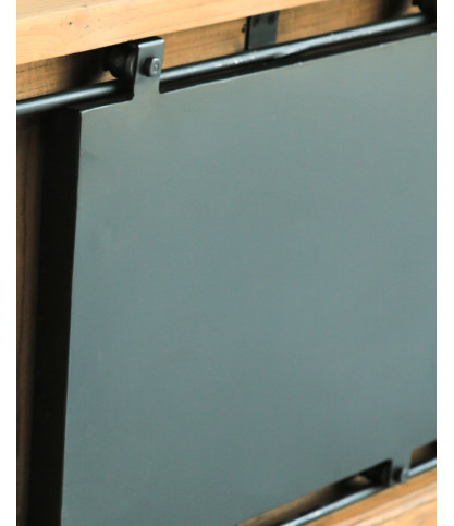 Industryal - Buffet industriel en teck massif et portes métal