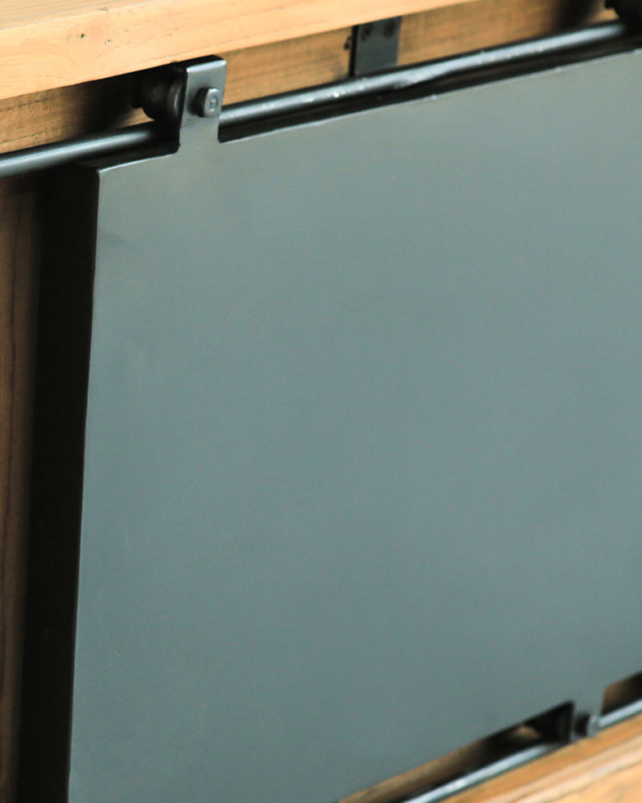 Industryal - Buffet industriel en teck massif et portes métal