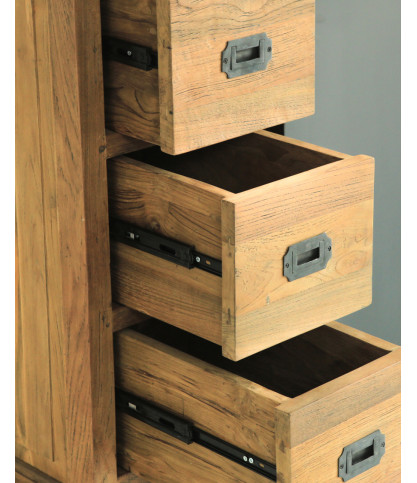 Industryal - Buffet industriel en teck massif et portes métal