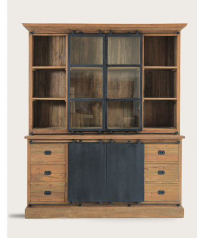 Industryal - Bibliothèque en teck massif et métal